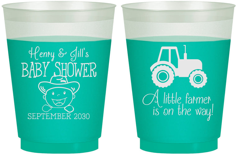 Custom Baby Shower 16 oz Color Changing Frosted Cups - Little Farmer | 90108