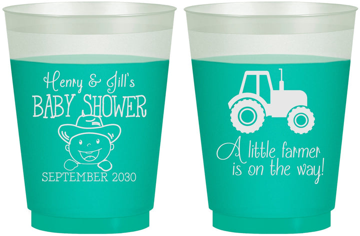 Custom Baby Shower 16 oz Color Changing Frosted Cups - Little Farmer | 90108