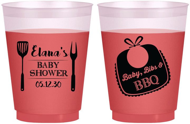 Custom Baby Shower 16 oz Color Changing Frosted Cups - Beers Bbq Babies | 90114