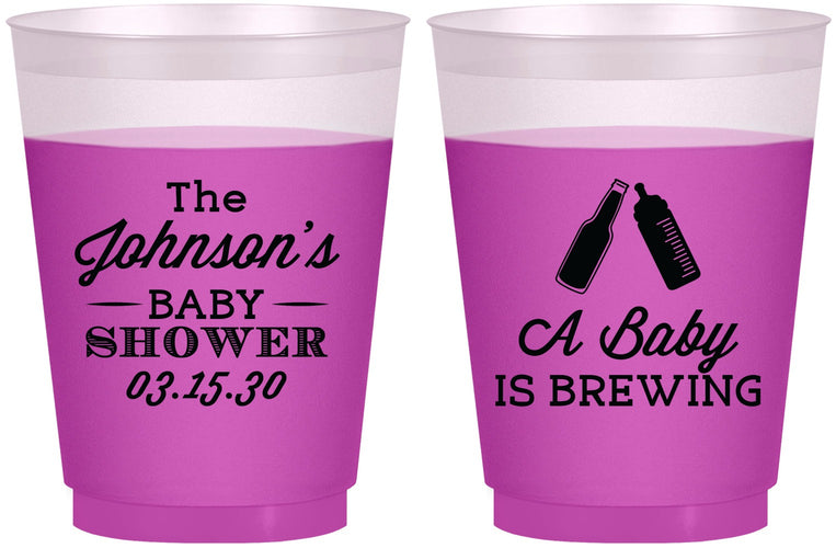 Custom Baby Shower 16 oz Color Changing Frosted Cups - Baby Is Brewing | 90116