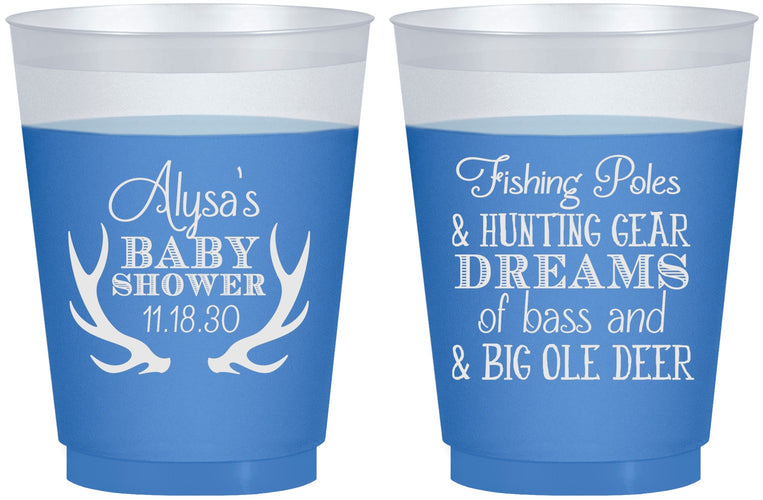 Custom Baby Shower 16 oz Color Changing Frosted Cups - Bass Deer | 90120