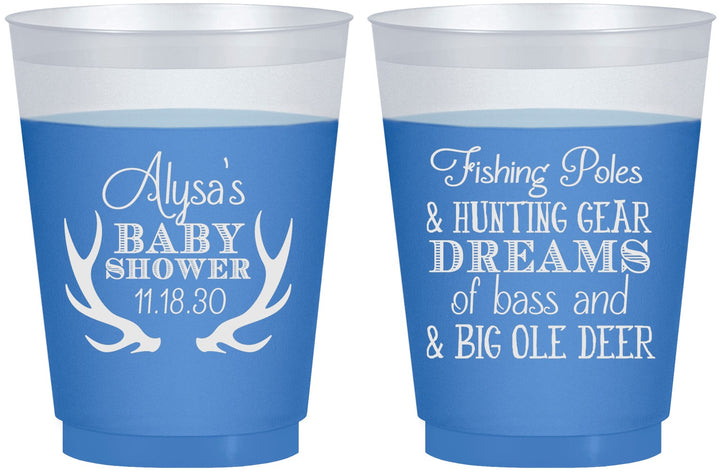 Custom Baby Shower 16 oz Color Changing Frosted Cups - Bass Deer | 90120