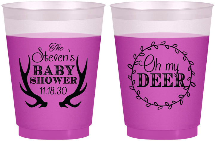 Custom Baby Shower 16 oz Color Changing Frosted Cups - Oh My Deer Christmas | 90121