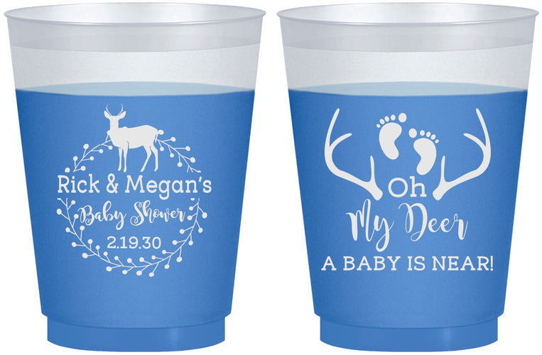 Custom Baby Shower 16 oz Color Changing Frosted Cups - Oh My Deer | 90123