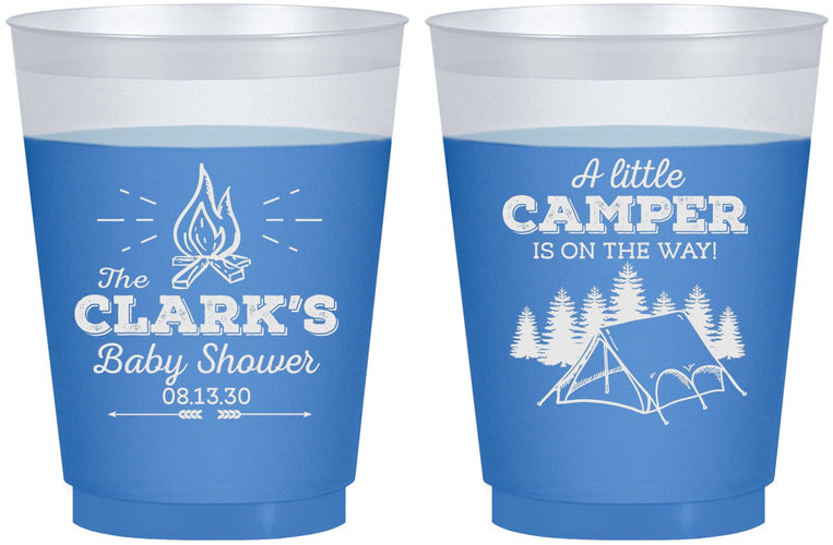 Custom Baby Shower 16 oz Color Changing Frosted Cups - Little Camper | 90129
