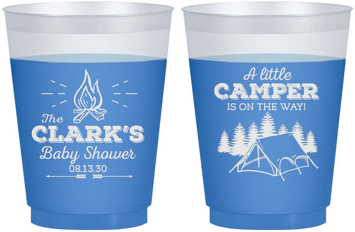Custom Baby Shower 16 oz Color Changing Frosted Cups - Little Camper | 90129