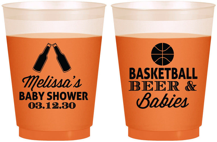Custom Baby Shower 16 oz Color Changing Frosted Cups - Basketball Beer Babies | 90134
