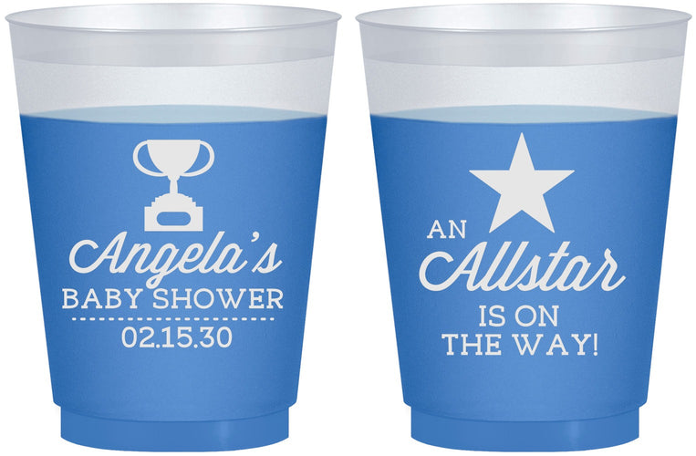Custom Baby Shower 16 oz Color Changing Frosted Cups - Allstar On The Way | 90140