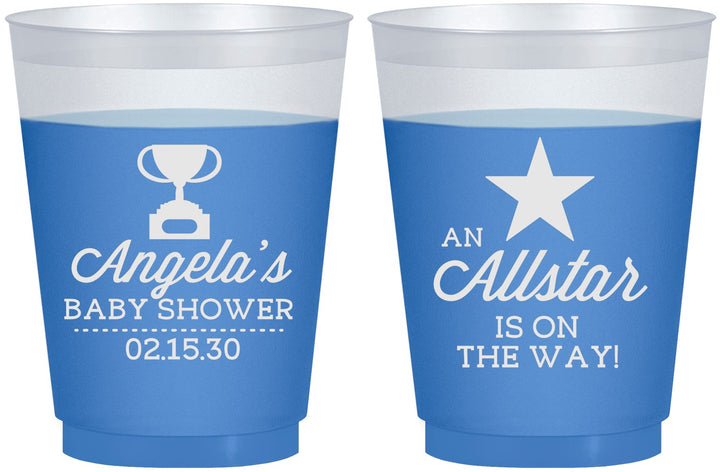 Custom Baby Shower 16 oz Color Changing Frosted Cups - Allstar On The Way | 90140