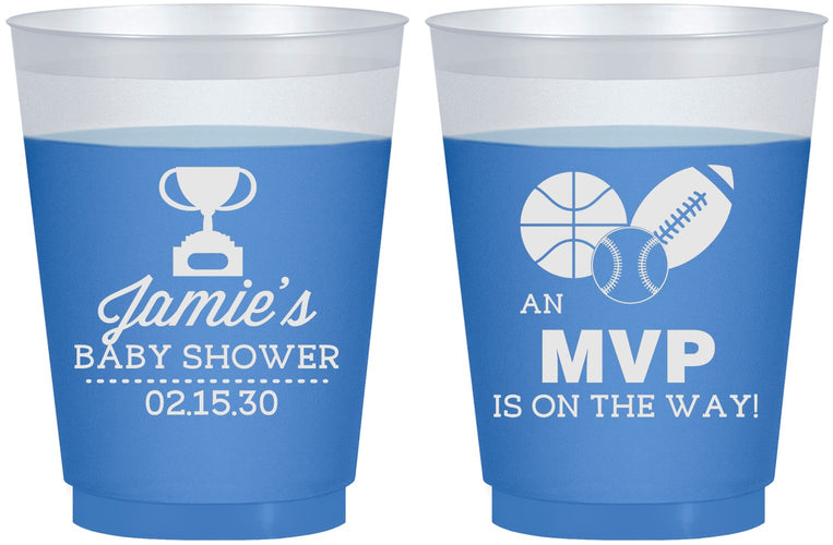 Custom Baby Shower 16 oz Color Changing Frosted Cups - Sports Mvp | 90141