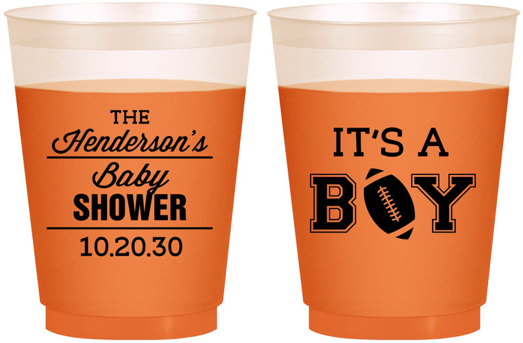 Custom Baby Shower 16 oz Color Changing Frosted Cups - Football | 90142