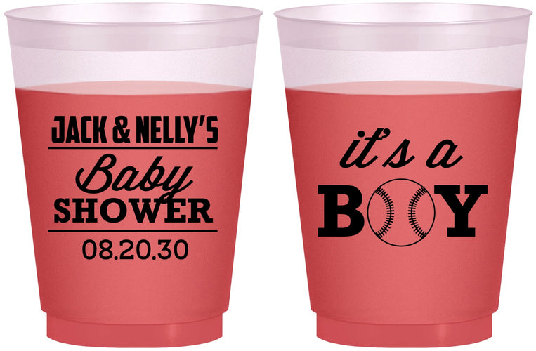 Custom Baby Shower 16 oz Color Changing Frosted Cups - Baseball Its A Boy | 90143