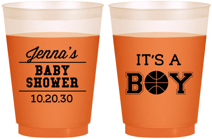 Custom Baby Shower 16 oz Color Changing Frosted Cups - Basketball Its A Boy | 90144