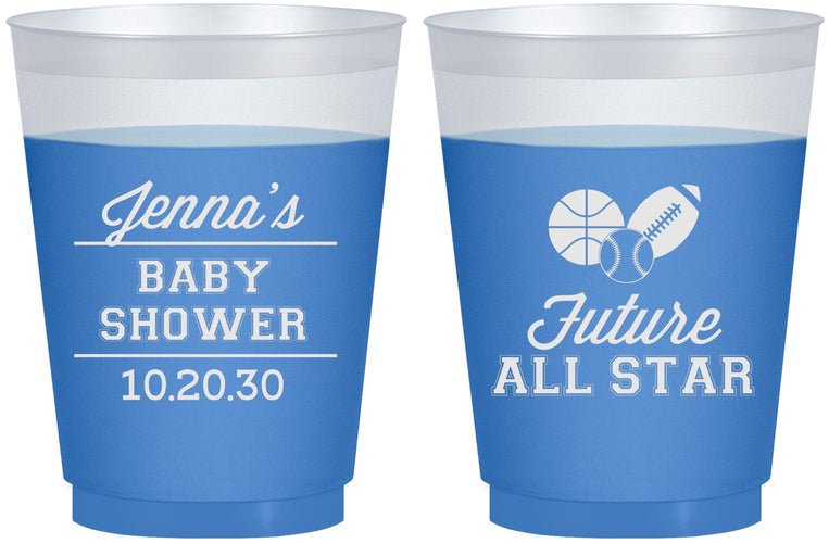 Custom Baby Shower 16 oz Color Changing Frosted Cups - Future All Star | 90146