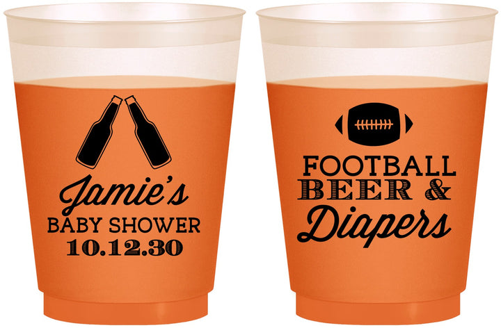 Custom Baby Shower 16 oz Color Changing Frosted Cups - Football Beer Diapers | 90148