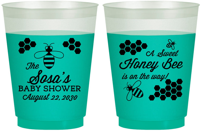 Custom Baby Shower 16 oz Color Changing Frosted Cups - Honey Bee | 90154