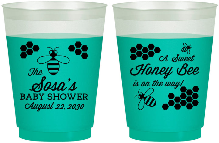 Custom Baby Shower 16 oz Color Changing Frosted Cups - Honey Bee | 90154