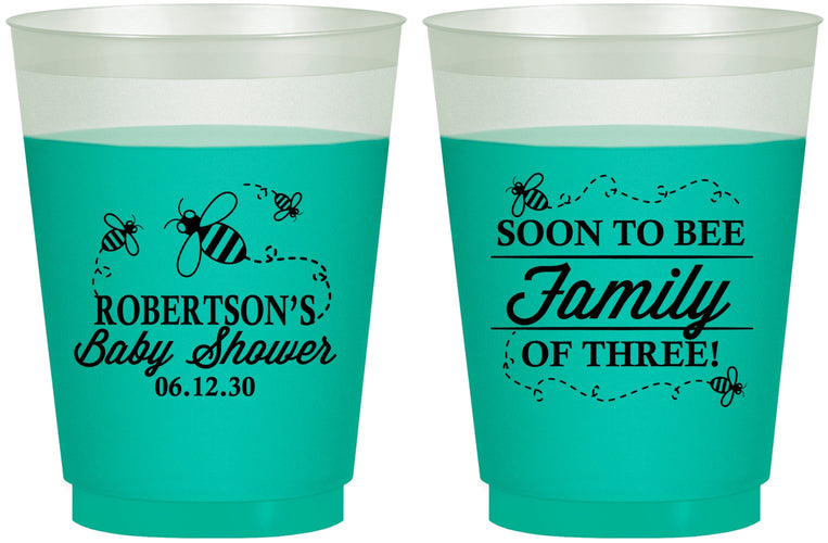 Custom Baby Shower 16 oz Color Changing Frosted Cups - Bee Family | 90155