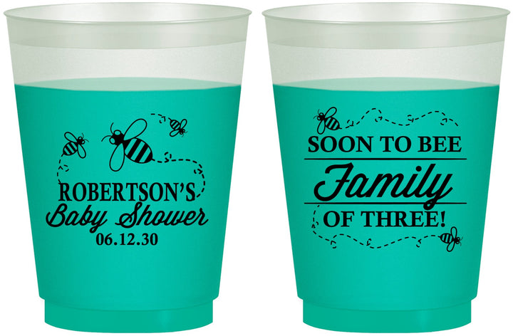 Custom Baby Shower 16 oz Color Changing Frosted Cups - Bee Family | 90155