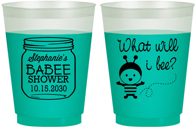 Custom Baby Shower 16 oz Color Changing Frosted Cups - What Will I Bee | 90156