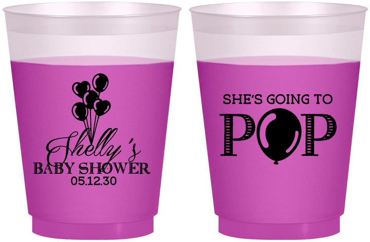 Custom Baby Shower 16 oz Color Changing Frosted Cups - Shes Going To Pop | 90157