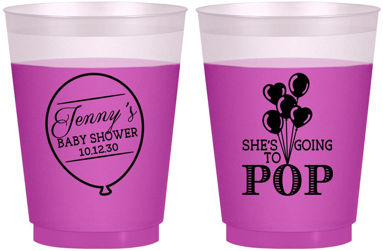 Custom Baby Shower 16 oz Color Changing Frosted Cups - Shes Going To Pop | 90160