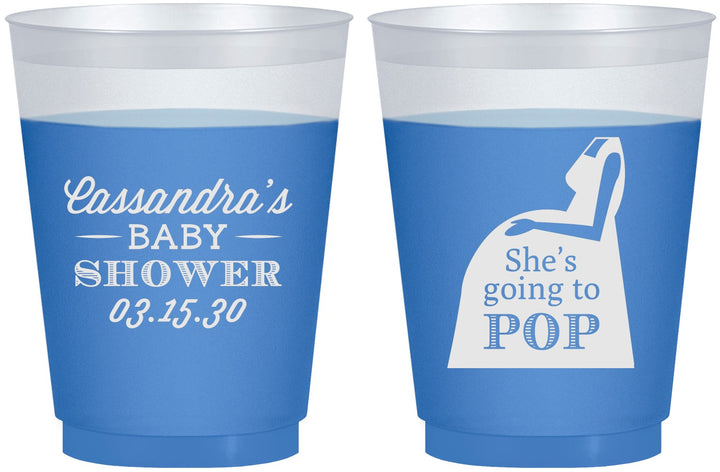 Custom Baby Shower 16 oz Color Changing Frosted Cups - Shes Going To Pop | 90161