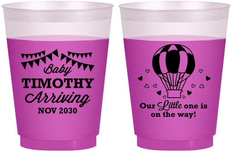 Custom Baby Shower 16 oz Color Changing Frosted Cups - Hot Air Balloon | 90162