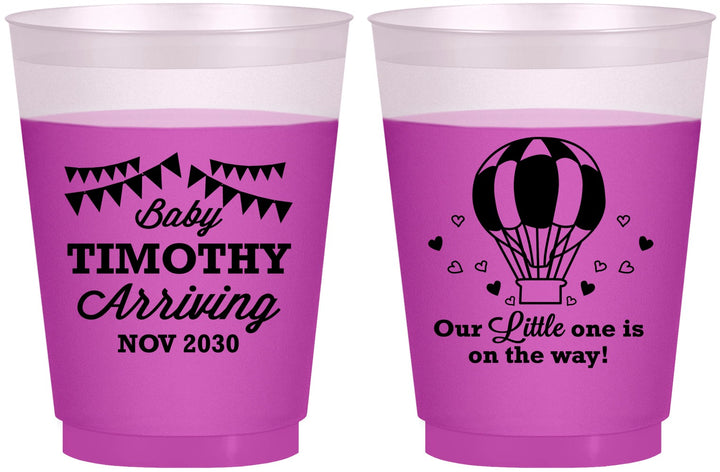 Custom Baby Shower 16 oz Color Changing Frosted Cups - Hot Air Balloon | 90162
