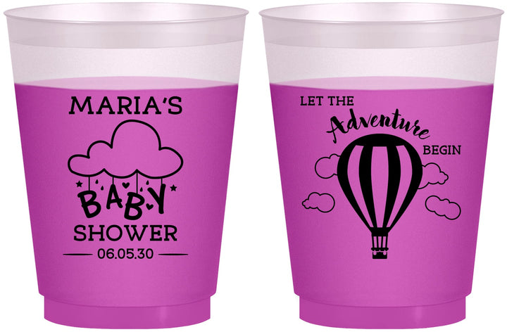 Custom Baby Shower 16 oz Color Changing Frosted Cups - Hot Air Balloon | 90164