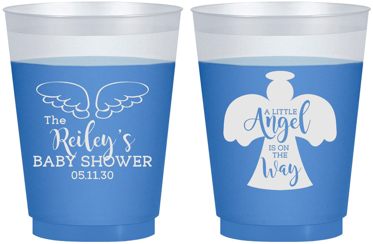 Custom Baby Shower 16 oz Color Changing Frosted Cups - Angel On The Way | 90165