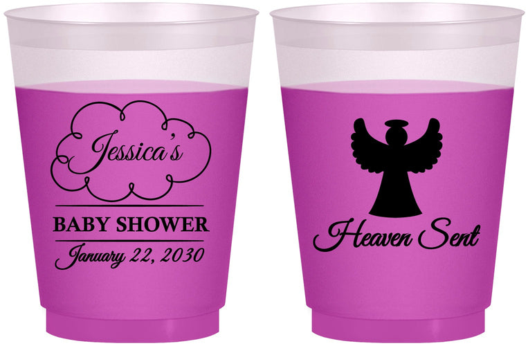 Custom Baby Shower 16 oz Color Changing Frosted Cups - Heaven Sent | 90166