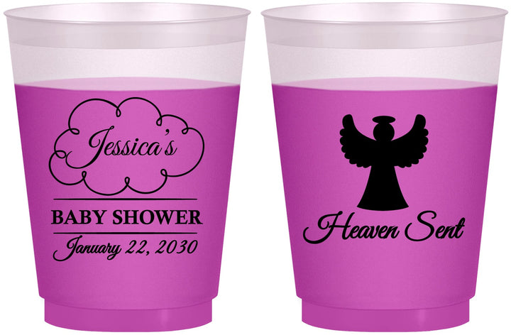 Custom Baby Shower 16 oz Color Changing Frosted Cups - Heaven Sent | 90166