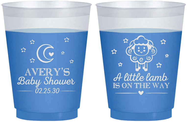 Custom Baby Shower 16 oz Color Changing Frosted Cups - Little Lamb On The Way | 90167