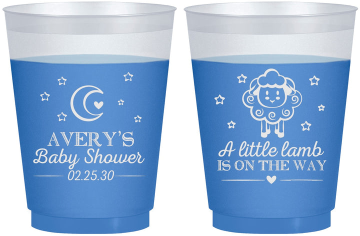 Custom Baby Shower 16 oz Color Changing Frosted Cups - Little Lamb On The Way | 90167