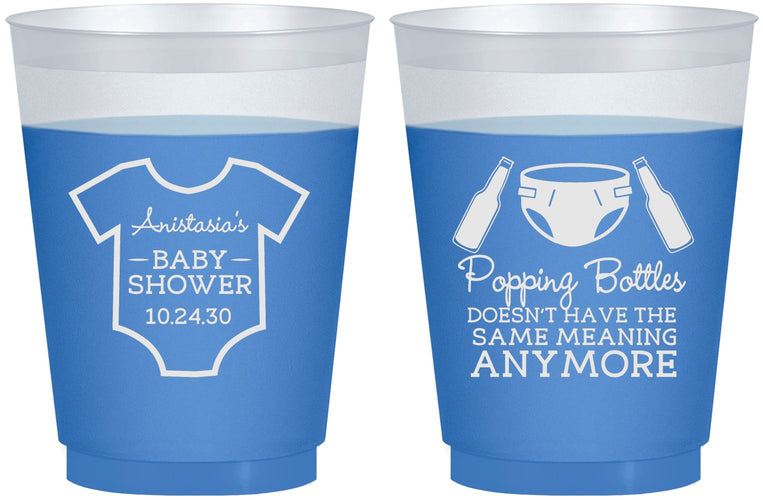 Custom Baby Shower 16 oz Color Changing Frosted Cups - Popping Bottles | 90169