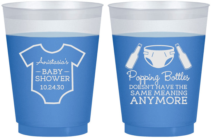 Custom Baby Shower 16 oz Color Changing Frosted Cups - Popping Bottles | 90169