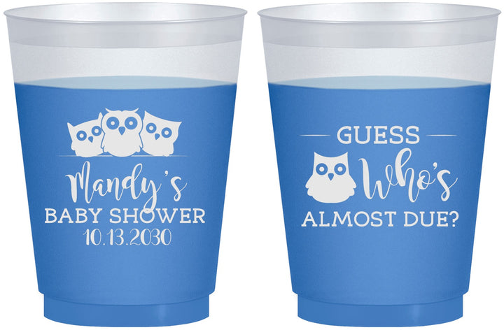 Custom Baby Shower 16 oz Color Changing Frosted Cups - Owl Whos Almost Due | 90170