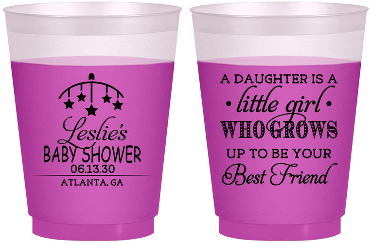 Custom Baby Shower 16 oz Color Changing Frosted Cups - Little Girls Best Friend | 90173