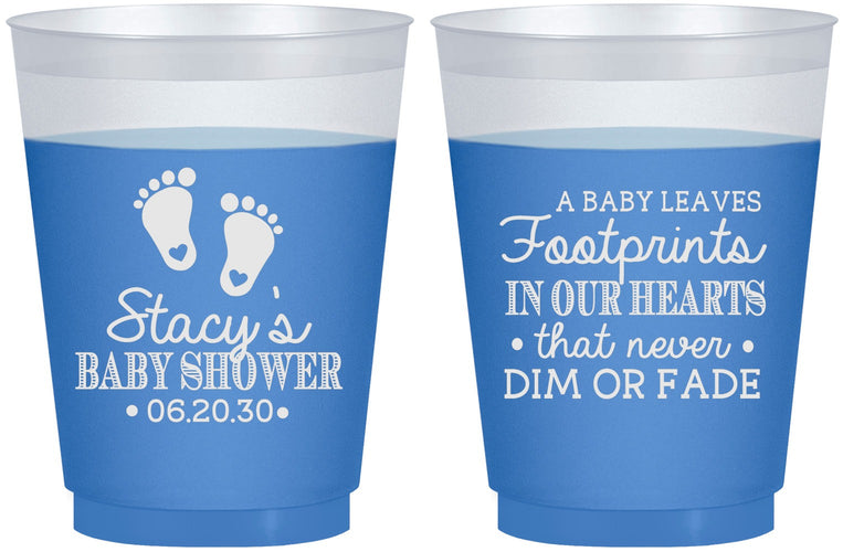 Custom Baby Shower 16 oz Color Changing Frosted Cups - Footprints | 90176