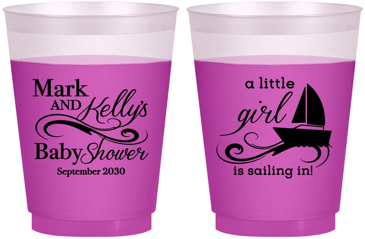 Custom Baby Shower 16 oz Color Changing Frosted Cups - Sailboat | 90178