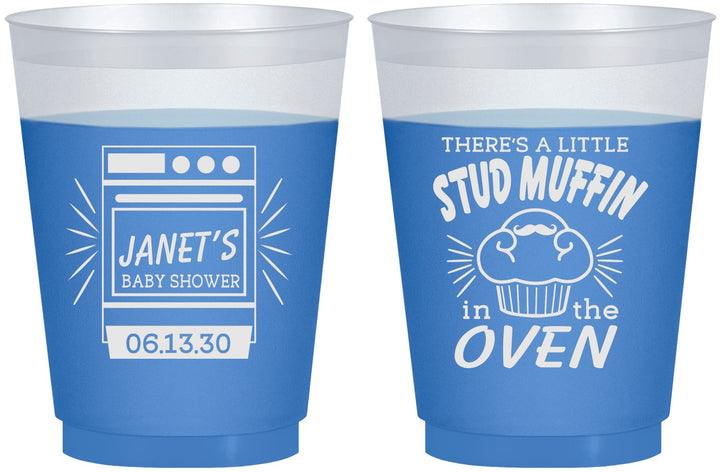 Custom Baby Shower 16 oz Color Changing Frosted Cups - Stud Muffin | 90182