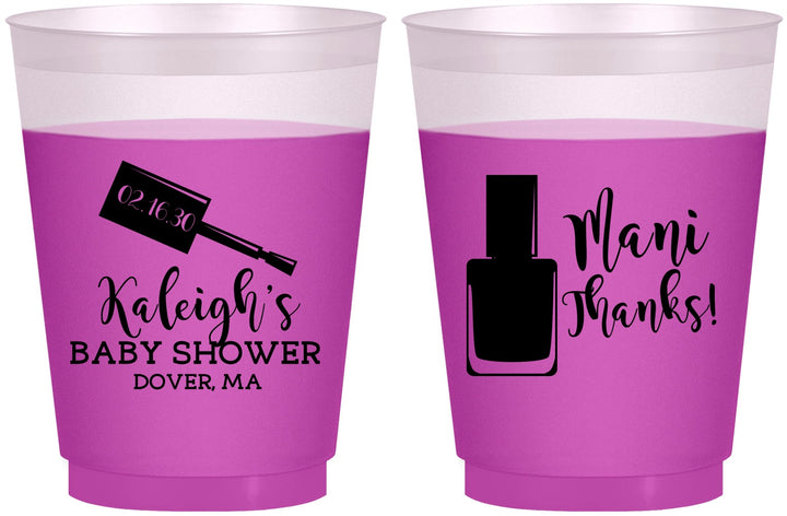 Custom Baby Shower 16 oz Color Changing Frosted Cups - Mani Thanks | 90184