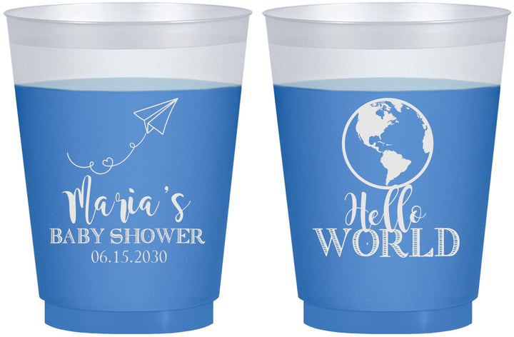 Custom Baby Shower 16 oz Color Changing Frosted Cups - Hello World | 90185