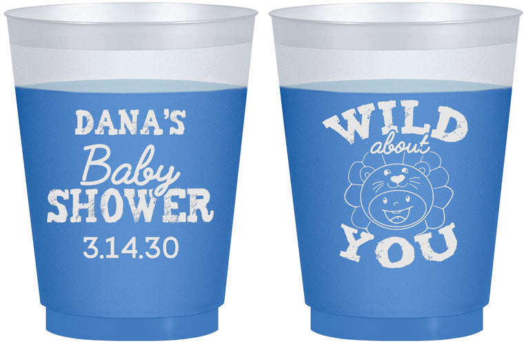 Custom Baby Shower 16 oz Color Changing Frosted Cups - Lion Wild About You | 90186