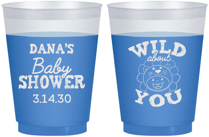 Custom Baby Shower 16 oz Color Changing Frosted Cups - Lion Wild About You | 90186