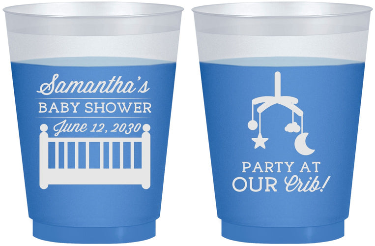 Custom Baby Shower 16 oz Color Changing Frosted Cups - Party At Our Crib | 90187