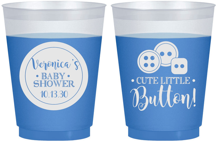 Custom Baby Shower 16 oz Color Changing Frosted Cups - Cute Little Button | 90189