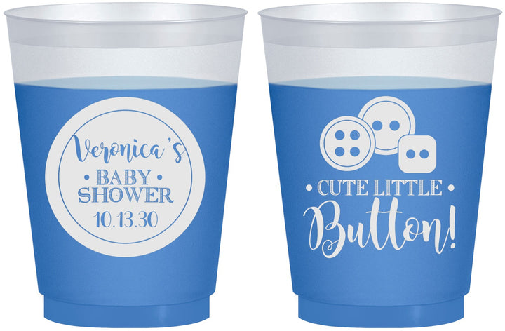 Custom Baby Shower 16 oz Color Changing Frosted Cups - Cute Little Button | 90189