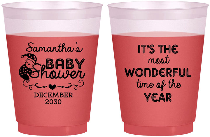 Custom Baby Shower 16 oz Color Changing Frosted Cups - Christmas | 90191
